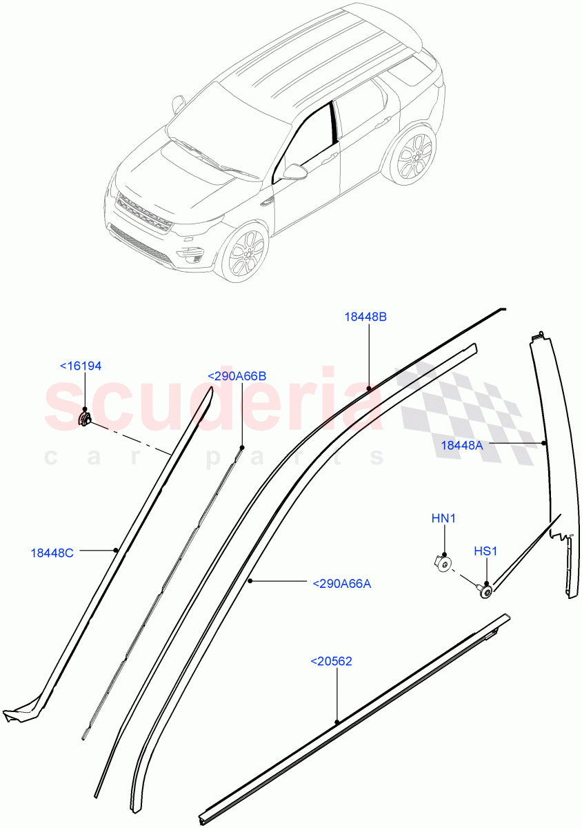 Front Doors, Hinges & Weatherstrips (Finishers) (Itatiaia (Brazil)) ((V) FROMGT000001) of Land Rover Land Rover Discovery Sport (2015+) [2.0 Turbo Petrol GTDI]
