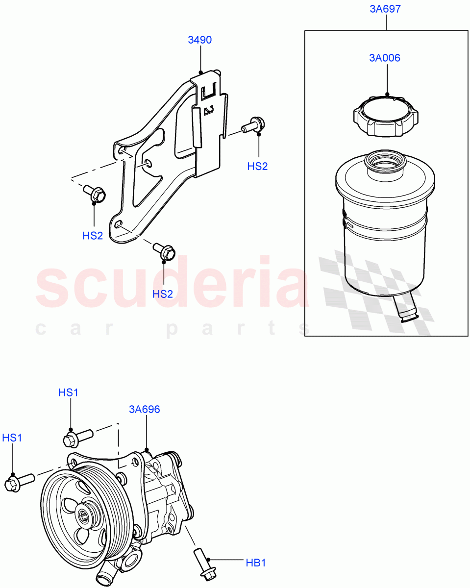 Power Steering Pump Mounting (4.4L DOHC DITC V8 Diesel) ((V) FROMBA000001) of Land Rover Land Rover Range Rover (2010-2012) [5.0 OHC SGDI NA V8 Petrol]