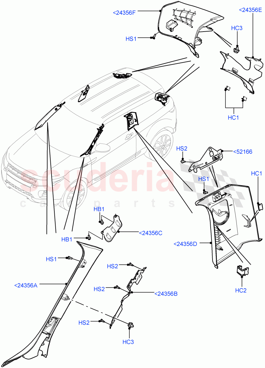 Side Trim (Front And Rear) (3 Door, Halewood (UK)) of Land Rover Land Rover Range Rover Evoque (2012-2018) [2.0 Turbo Petrol GTDI]
