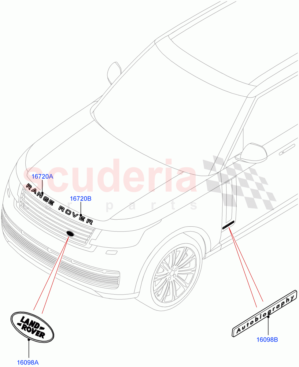 Name Plates(Front) of Land Rover Land Rover Range Rover (2022+) [3.0 I6 Turbo Diesel AJ20D6]