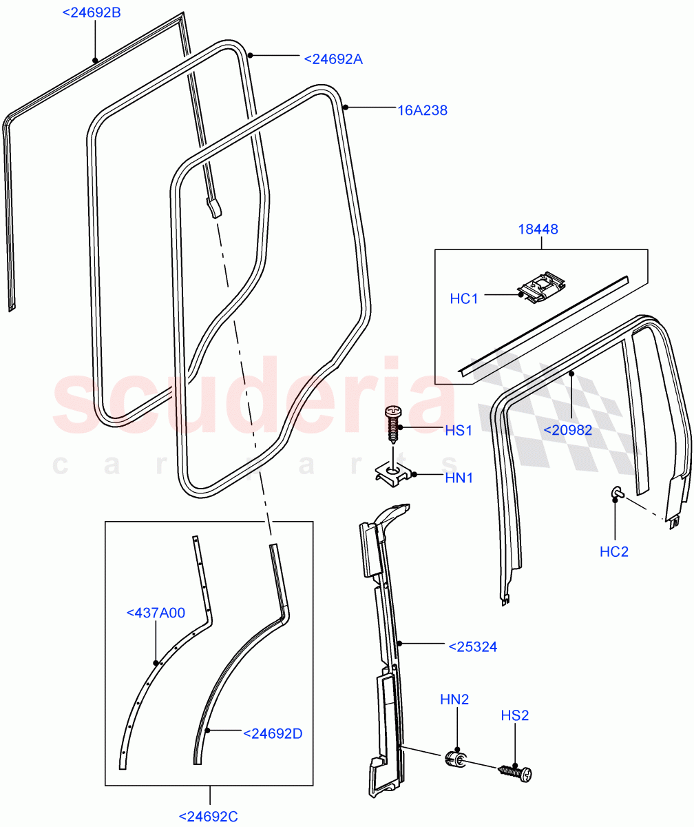 Rear Doors, Hinges & Weatherstrips (Finisher And Seals) ((V) FROMAA000001) of Land Rover Land Rover Range Rover (2010-2012) [5.0 OHC SGDI SC V8 Petrol]