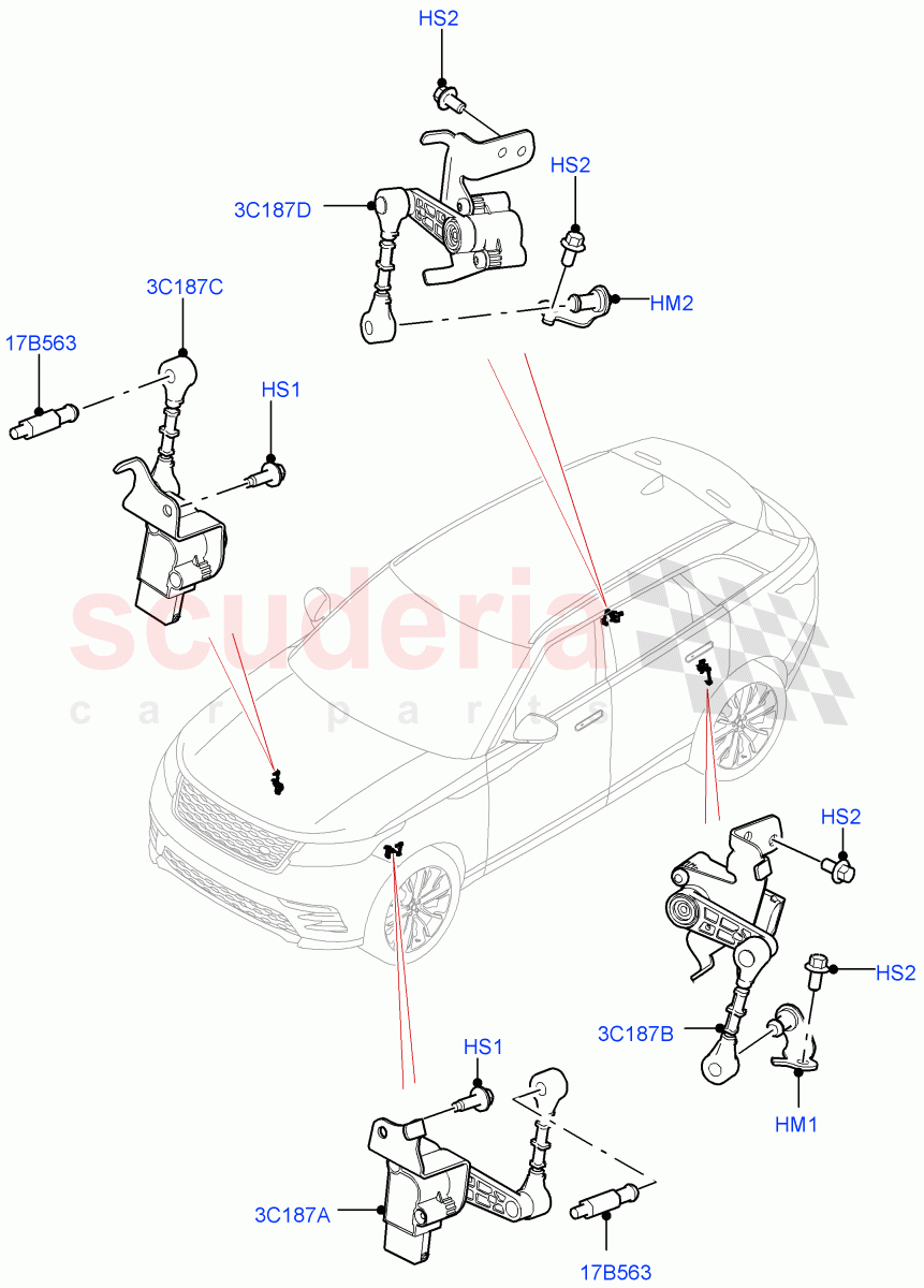 Air Suspension Controls/Electrics ((V) TOLA999999) of Land Rover Land Rover Range Rover Velar (2017+) [3.0 I6 Turbo Diesel AJ20D6]