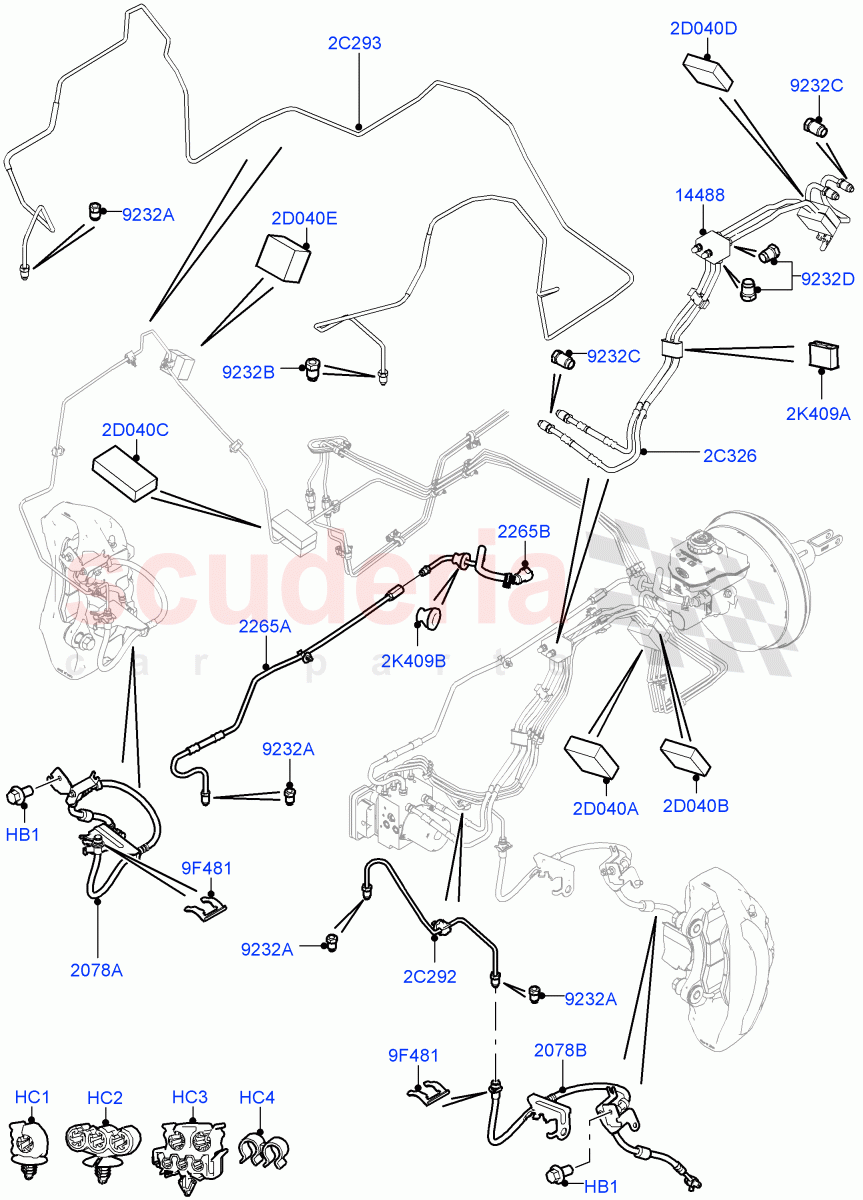 Front Brake Pipes(3.0 V6 Diesel Electric Hybrid Eng,8 Speed Auto Trans ZF 8HP70 HEV 4WD,LHD,3.0 V6 D Gen2 Mono Turbo,3.0 V6 D Gen2 Twin Turbo) of Land Rover Land Rover Range Rover Sport (2014+) [3.0 I6 Turbo Petrol AJ20P6]