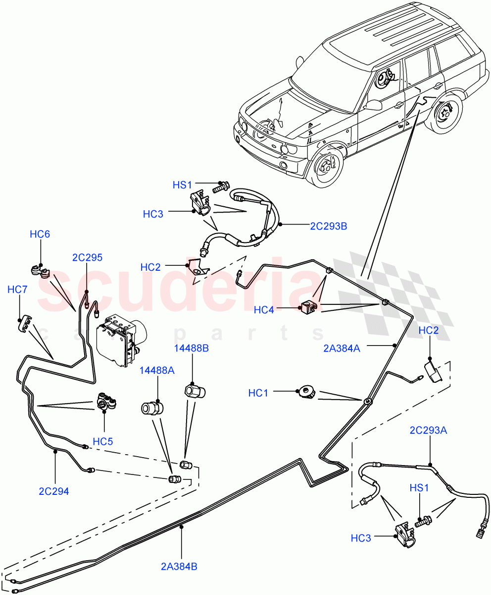 Rear Brake Pipes(LHD)((V)FROMAA000001) of Land Rover Land Rover Range Rover (2010-2012) [4.4 DOHC Diesel V8 DITC]