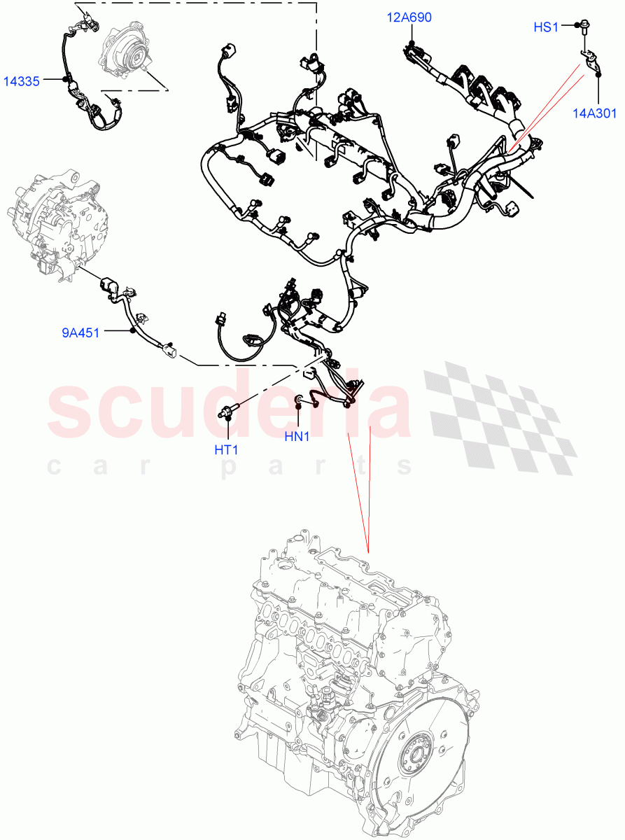 Engine Harness (2.0L AJ21D4 Diesel Mid, Halewood (UK)) ((V) FROMMH000001) of Land Rover Land Rover Range Rover Evoque (2019+) [2.0 Turbo Diesel AJ21D4]