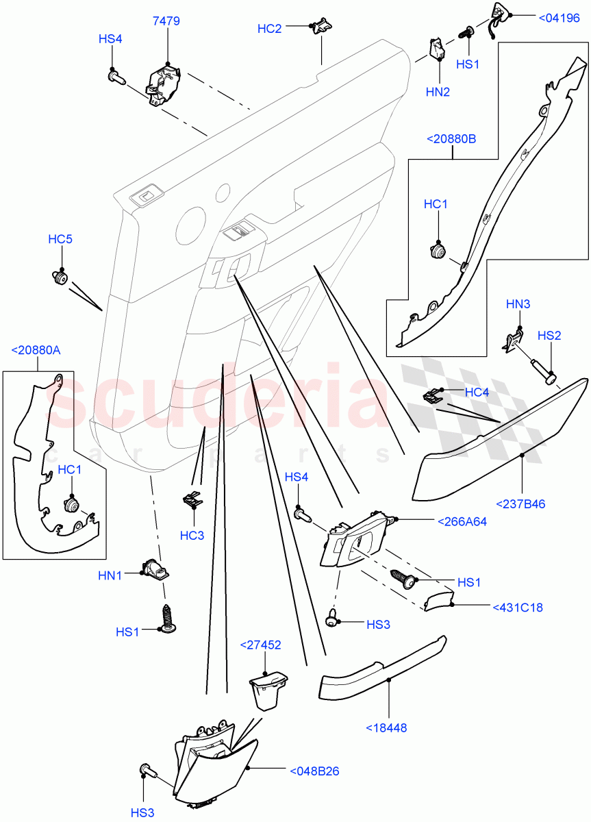 Rear Door Trim Installation(Finishers And Mouldings)(Standard Wheelbase)((V)TOHA999999) of Land Rover Land Rover Range Rover (2012-2021) [3.0 Diesel 24V DOHC TC]