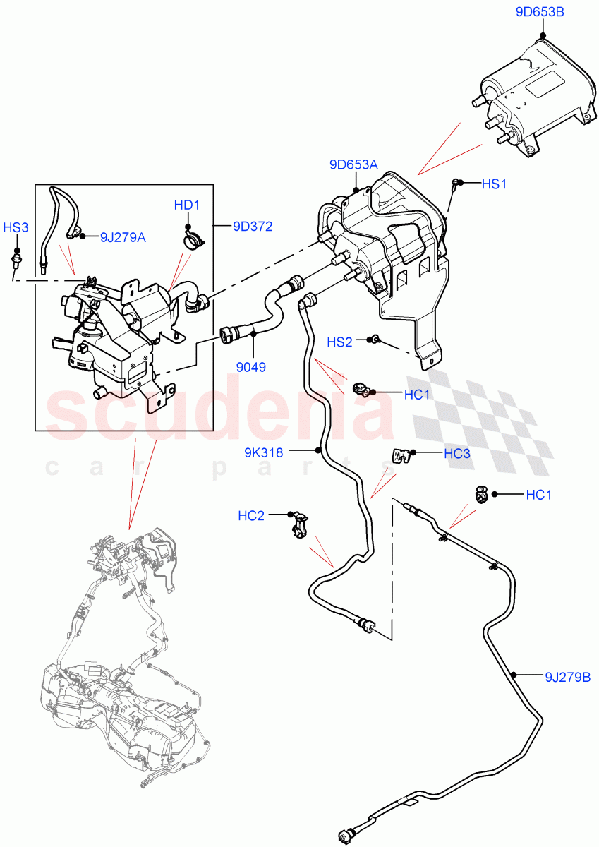 Carbon Canister (2.0L I4 Mid DOHC AJ200 Petrol, Petrol Tank With Leak Detection, Pet Tank With Leak Det - Lrg Filter) ((V) FROMMA000001) of Land Rover Land Rover Range Rover Velar (2017+) [2.0 Turbo Petrol AJ200P]