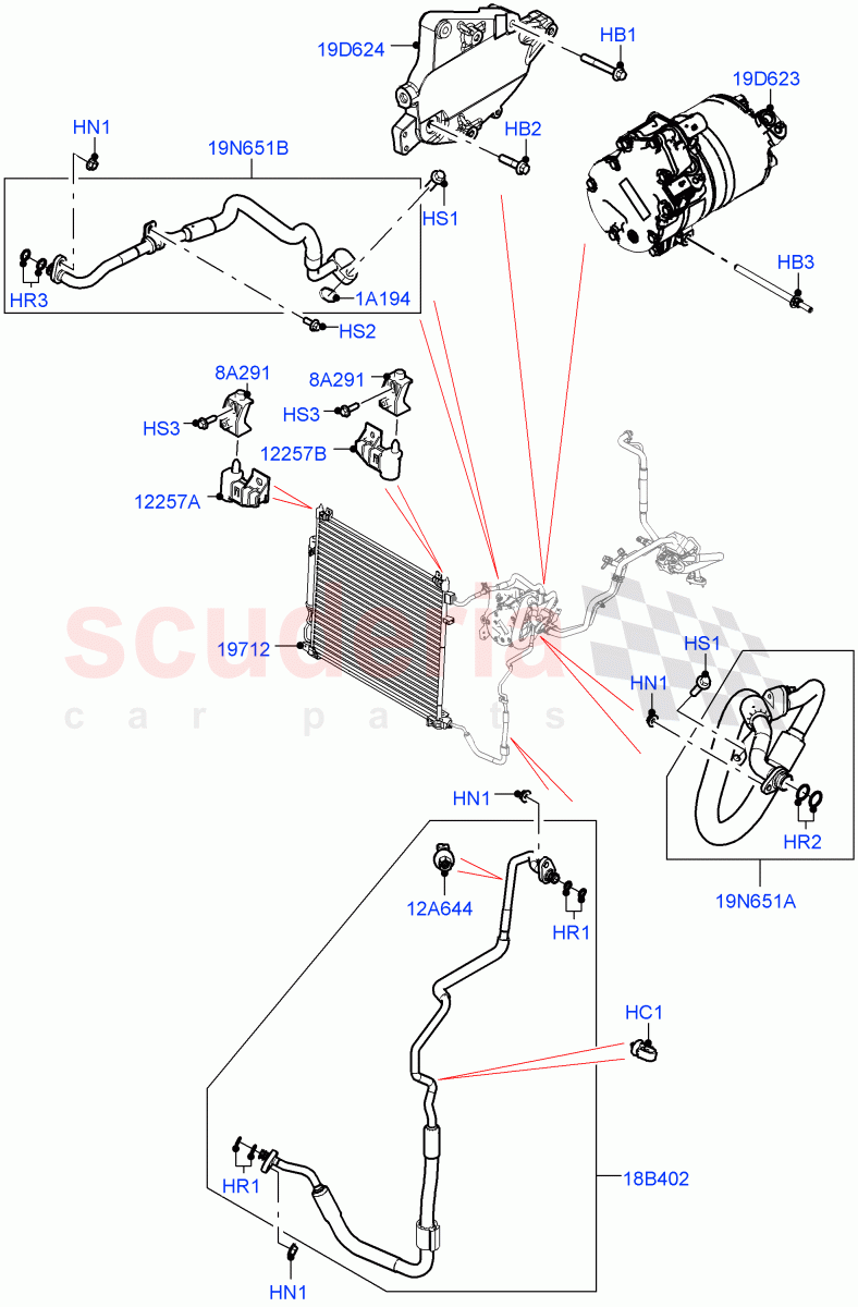 Air Conditioning Condensr/Compressr(Front)(2.0L AJ200P Hi PHEV)((V)FROMJA000001) of Land Rover Land Rover Range Rover Sport (2014+) [3.0 DOHC GDI SC V6 Petrol]