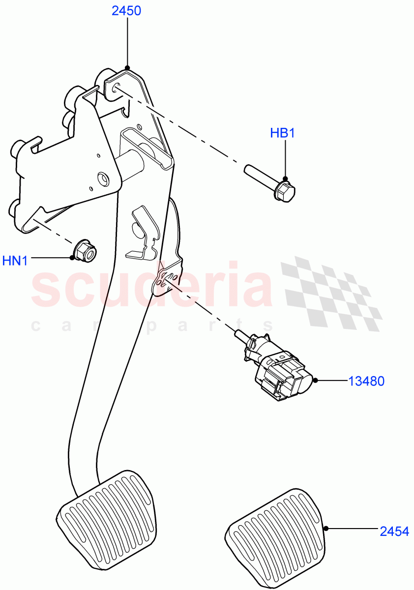 Brake And Clutch Controls(Nitra Plant Build)((V)FROMK2000001) of Land Rover Land Rover Discovery 5 (2017+) [3.0 Diesel 24V DOHC TC]