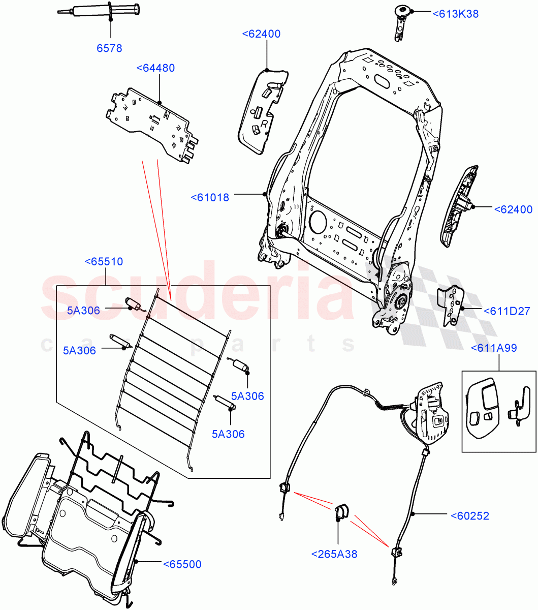 Front Seat Back (2 Door Convertible, Halewood (UK), Seat - Standard) ((V) FROMGH000001) of Land Rover Land Rover Range Rover Evoque (2012-2018) [2.0 Turbo Diesel]