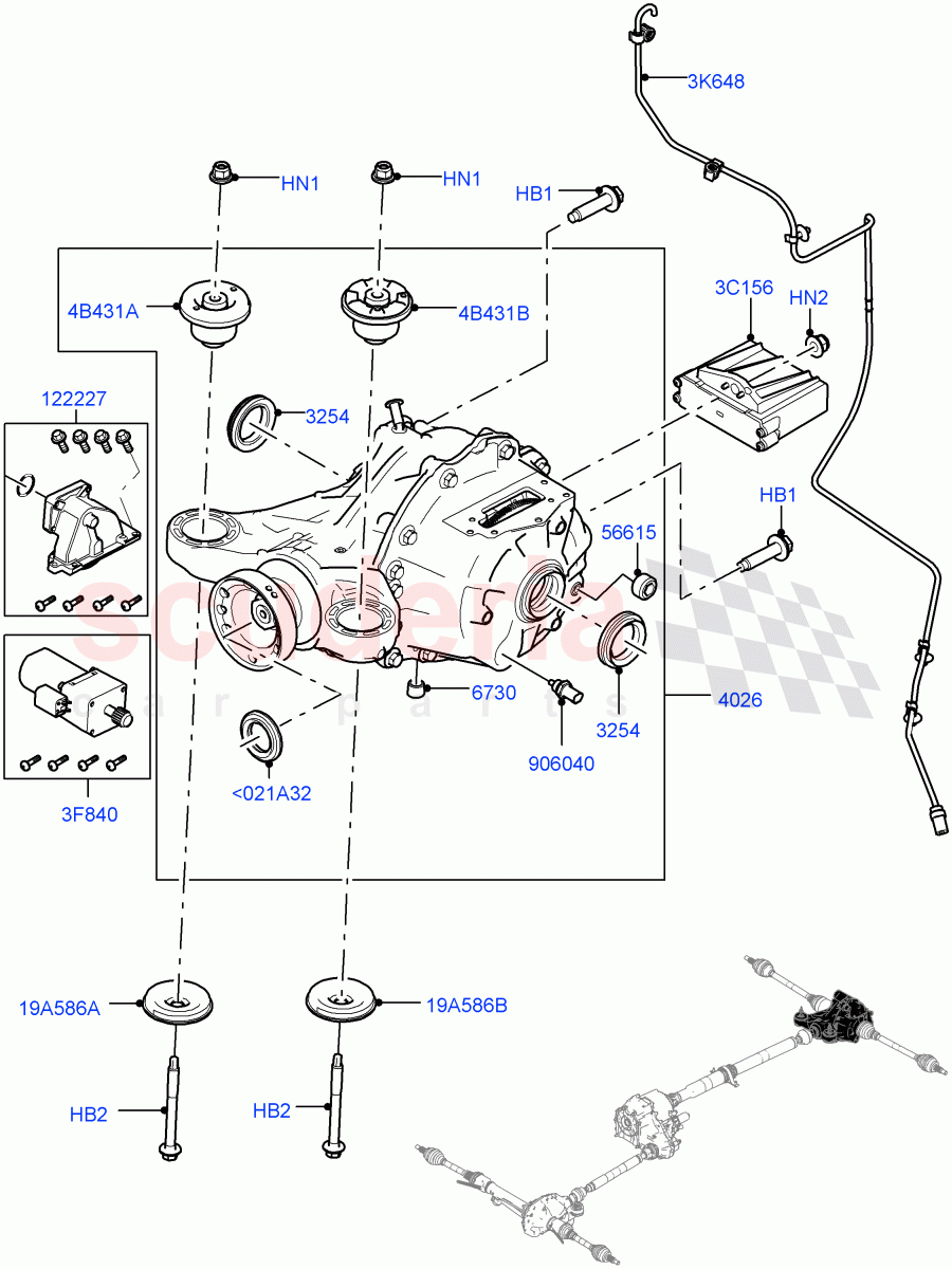 Rear Axle (Nitra Plant Build) (Electronic Locking Differential) ((V) FROMK2000001, (V) TOL2999999) of Land Rover Land Rover Discovery 5 (2017+) [3.0 I6 Turbo Diesel AJ20D6]
