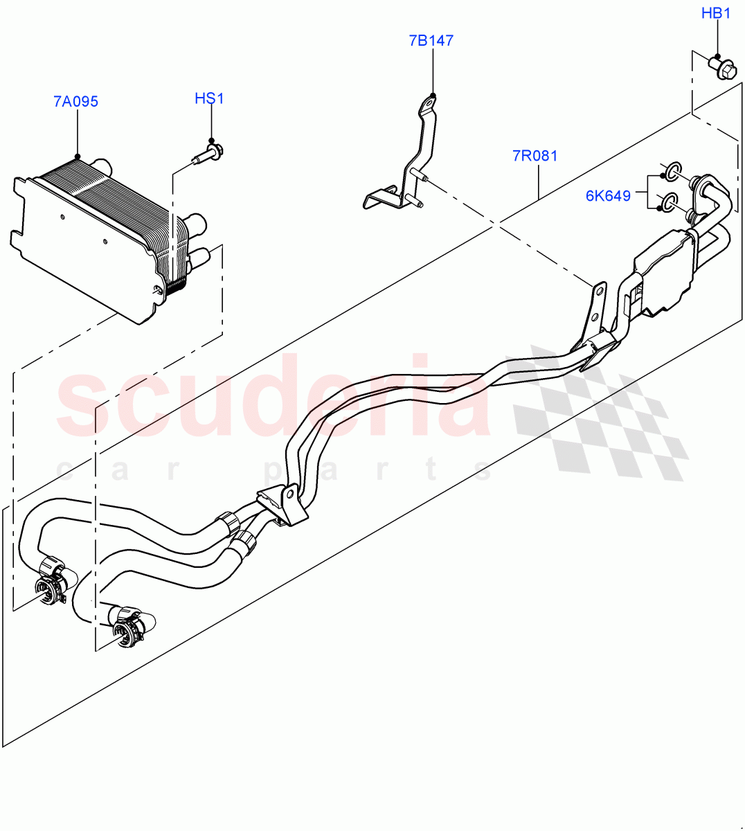 Transmission Cooling Systems (Solihull Plant Build) (2.0L I4 DSL HIGH DOHC AJ200, 8 Speed Auto Trans ZF 8HP70 4WD) ((V) FROMHA000001) of Land Rover Land Rover Range Rover Sport (2014+) [2.0 Turbo Petrol GTDI]