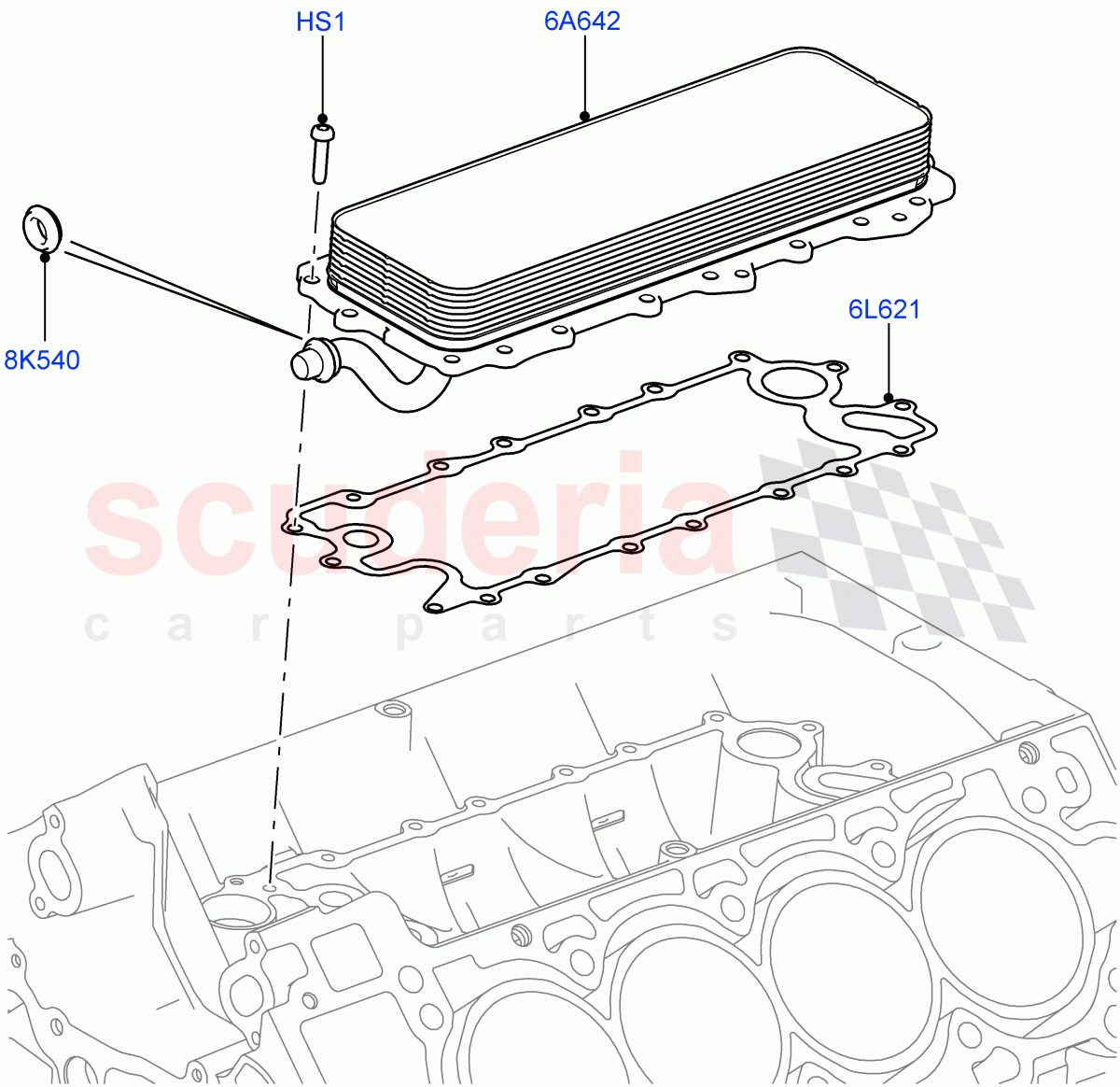 Oil Cooler And Filter (Oil Cooler) (5.0L OHC SGDI SC V8 Petrol - AJ133, 5.0 Petrol AJ133 DOHC CDA, 5.0L P AJ133 DOHC CDA S/C Enhanced) ((V) FROMAA000001) of Land Rover Land Rover Range Rover Sport (2010-2013) [5.0 OHC SGDI SC V8 Petrol]