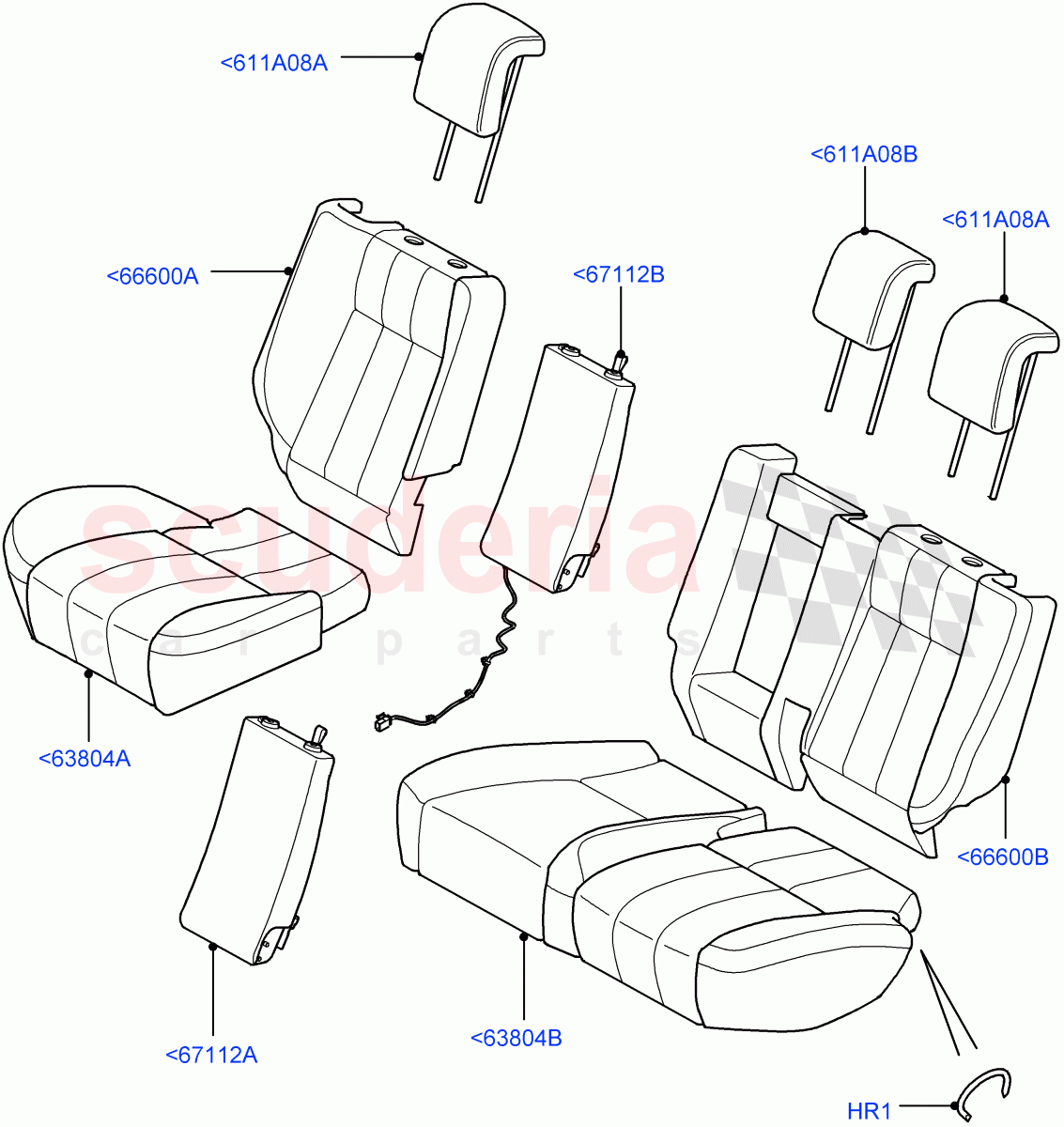 Rear Seat Covers(Extended Windsor,Windsor (M-L))((V)FROMAA000001) of Land Rover Land Rover Range Rover Sport (2010-2013) [5.0 OHC SGDI SC V8 Petrol]