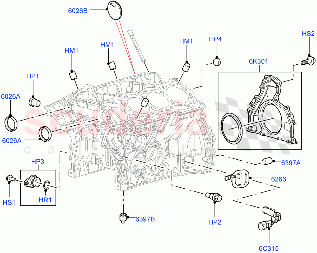 Cylinder Block And Plugs (Solihull Plant Build) (3.0 V6 Diesel) ((V) FROMAA000001) of Land Rover Land Rover Range Rover Sport (2010-2013) [3.0 Diesel 24V DOHC TC]