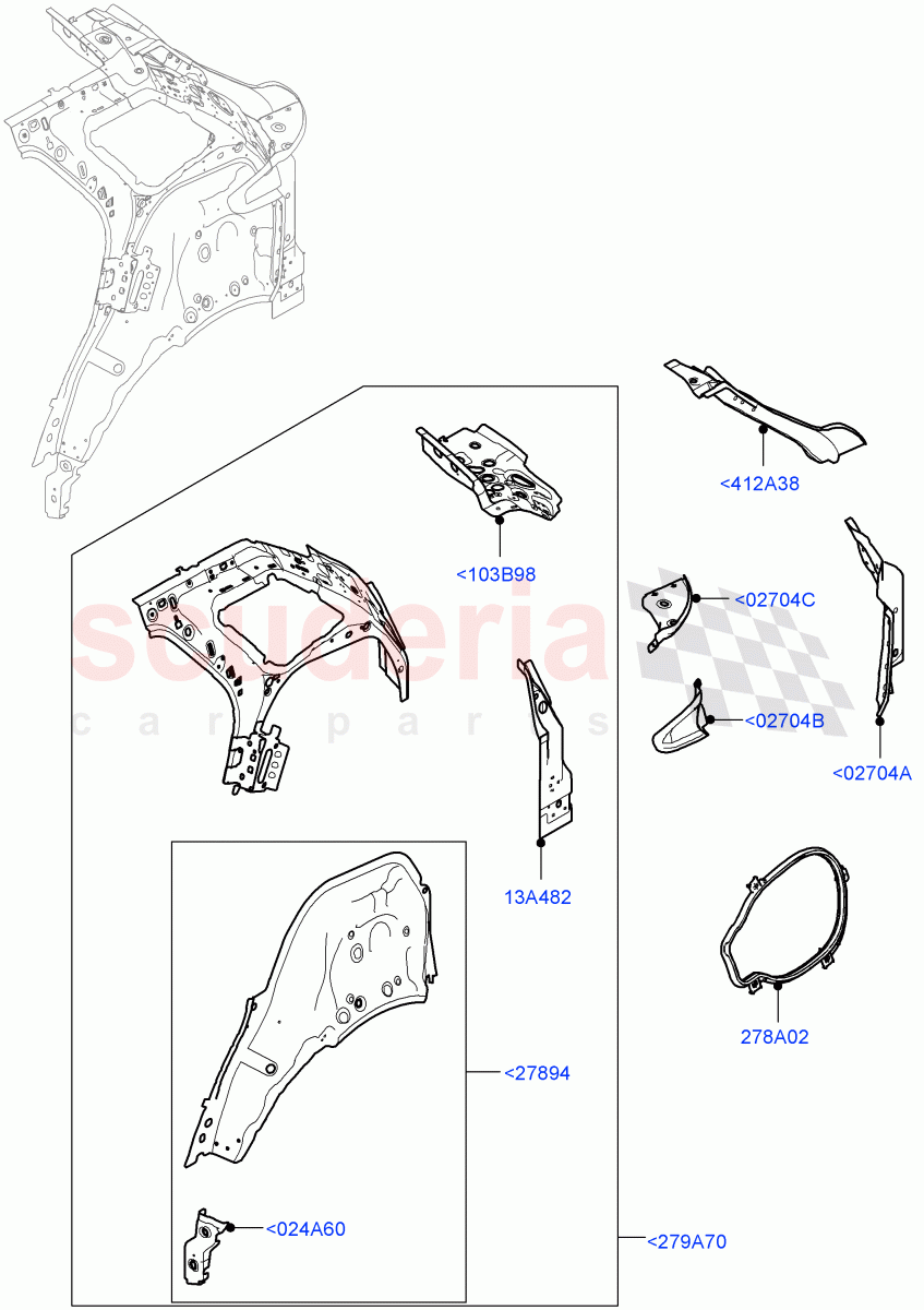 Side Panels - Inner (Middle - Rear, Inner - Rear) (Halewood (UK)) of Land Rover Land Rover Range Rover Evoque (2019+) [2.0 Turbo Petrol AJ200P]