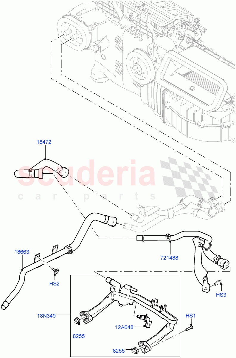 Heater Hoses(Front)(3.0L DOHC GDI SC V6 PETROL,With Ptc Heater,With Fresh Air Heater,Less Heater)((V)FROMEA000001) of Land Rover Land Rover Range Rover (2012-2021) [3.0 I6 Turbo Petrol AJ20P6]