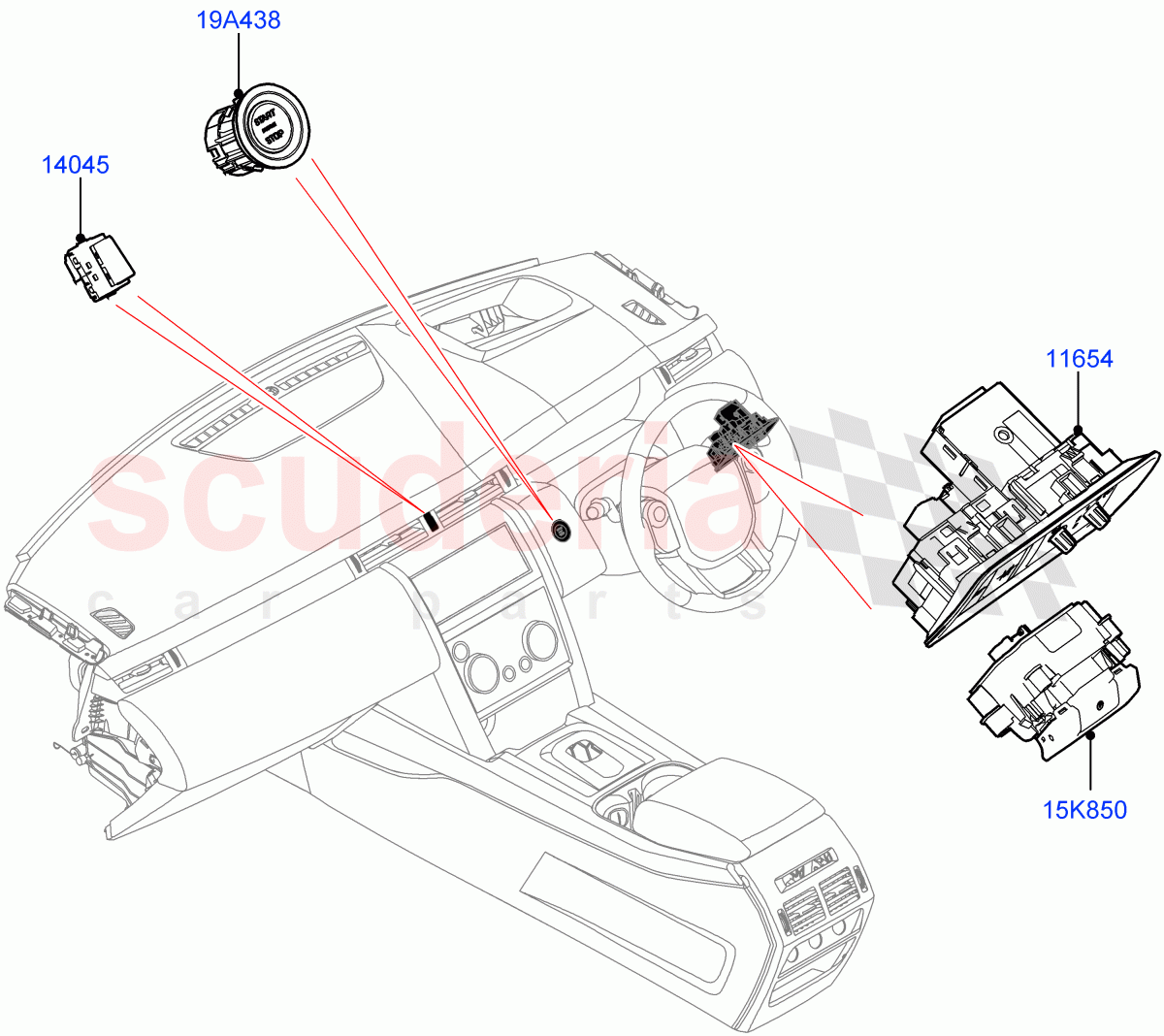 Switches(Facia And Console)(Halewood (UK))((V)FROMLH000001) of Land Rover Land Rover Discovery Sport (2015+) [2.2 Single Turbo Diesel]