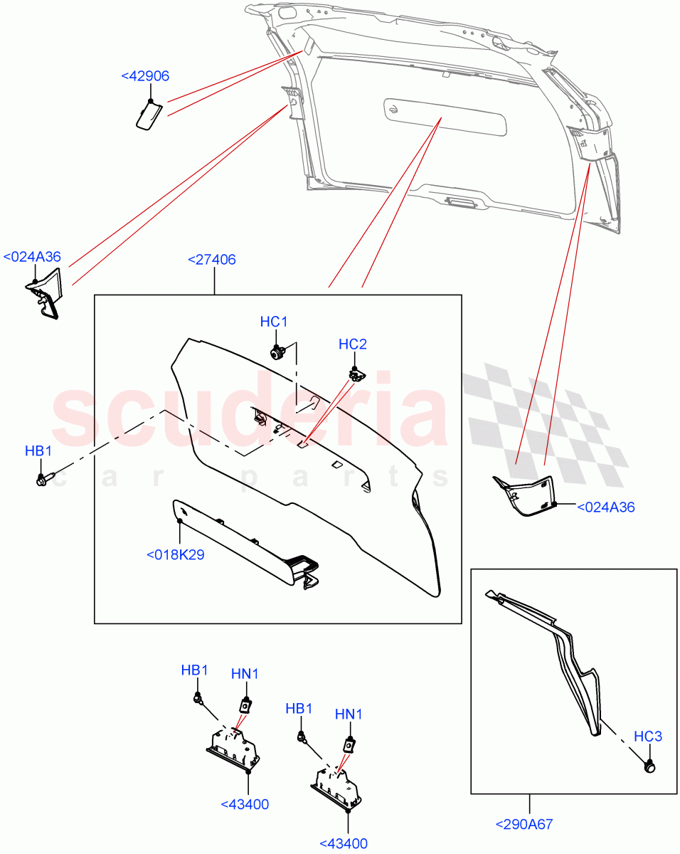 Back Door/Tailgate Trim Panels (Itatiaia (Brazil)) of Land Rover Land Rover Range Rover Evoque (2019+) [1.5 I3 Turbo Petrol AJ20P3]