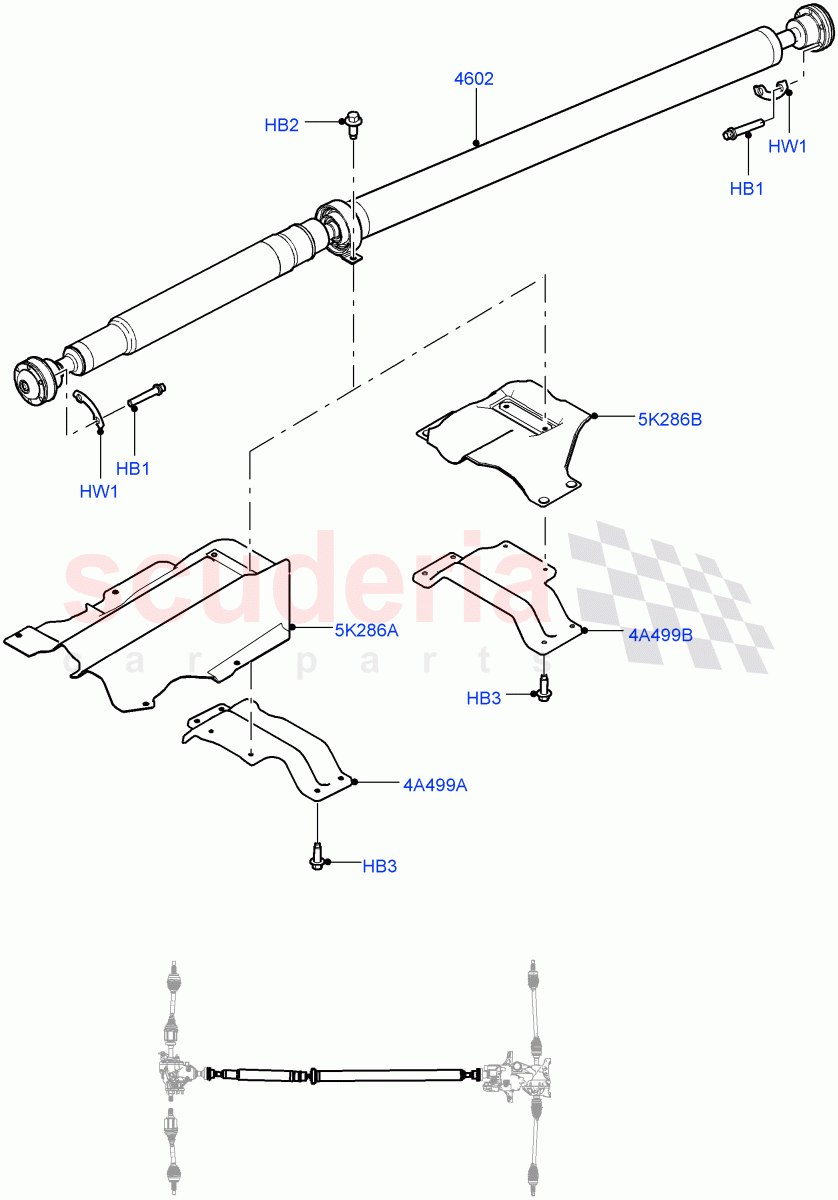 Drive Shaft - Rear Axle Drive (Propshaft) (Halewood (UK), Efficient Driveline) ((V) FROMGH000001, (V) TOKH999999) of Land Rover Land Rover Discovery Sport (2015+) [2.0 Turbo Diesel]