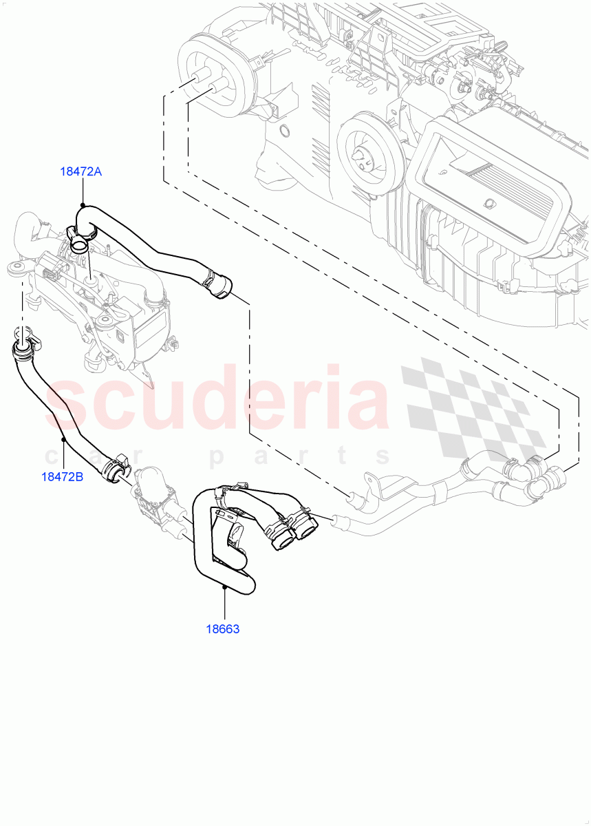 Heater Hoses (Front) (4.4L DOHC DITC V8 Diesel, Park Heating With Remote Control) ((V) TOHA999999) of Land Rover Land Rover Range Rover (2012-2021) [2.0 Turbo Petrol GTDI]