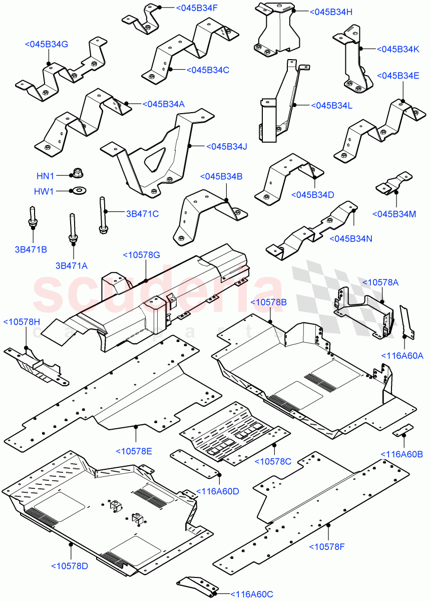 Floor Pan - Centre And Rear (Steel Floor) (Armoured) ((V) FROMJA000001) of Land Rover Land Rover Range Rover (2012-2021) [2.0 Turbo Petrol GTDI]