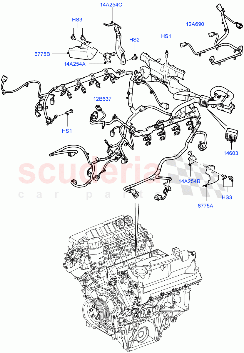 Electrical Wiring - Engine And Dash (5.0L OHC SGDI SC V8 Petrol - AJ133) ((V) FROMAA000001) of Land Rover Land Rover Range Rover (2010-2012) [3.6 V8 32V DOHC EFI Diesel]