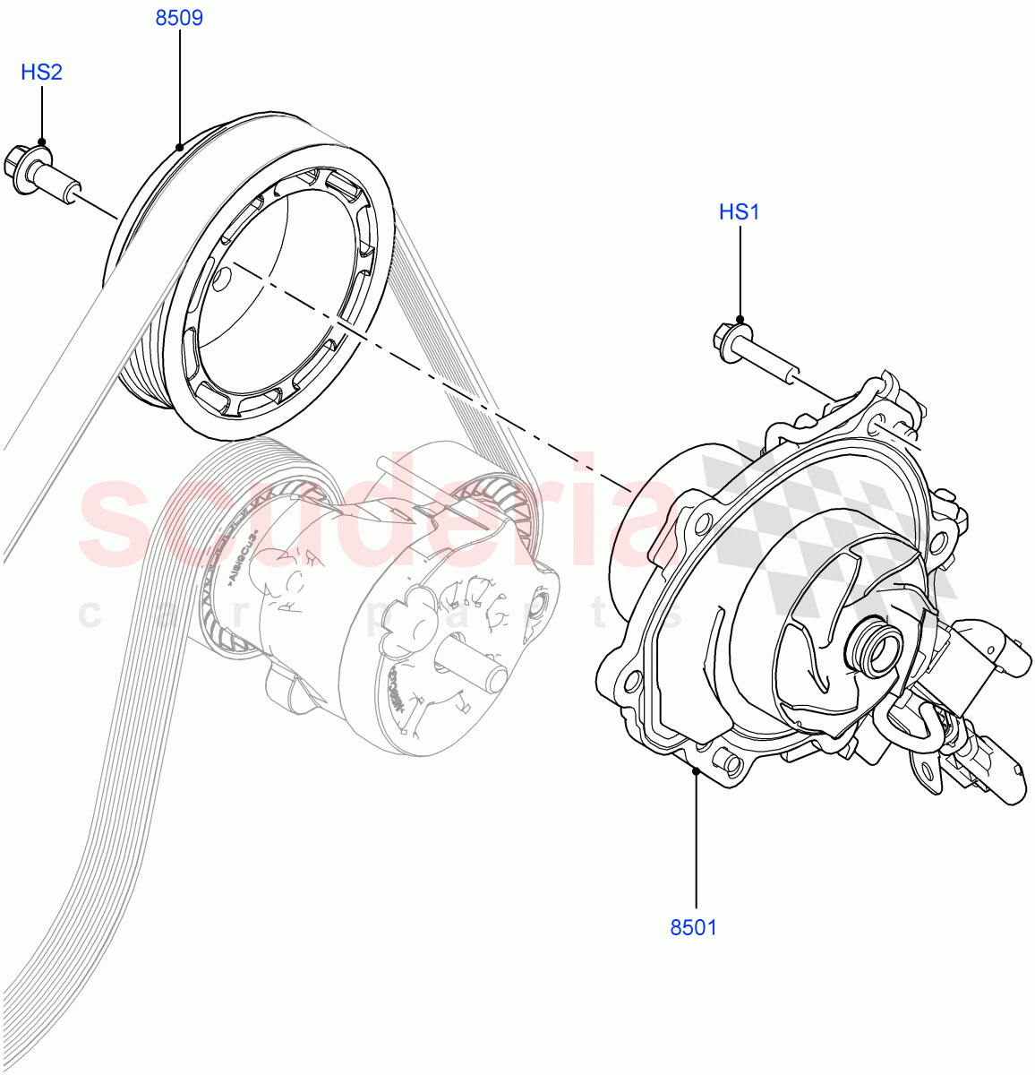 Water Pump (2.0L I4 DSL MID DOHC AJ200, Halewood (UK), 2.0L I4 DSL HIGH DOHC AJ200) of Land Rover Land Rover Range Rover Evoque (2012-2018) [2.0 Turbo Diesel]