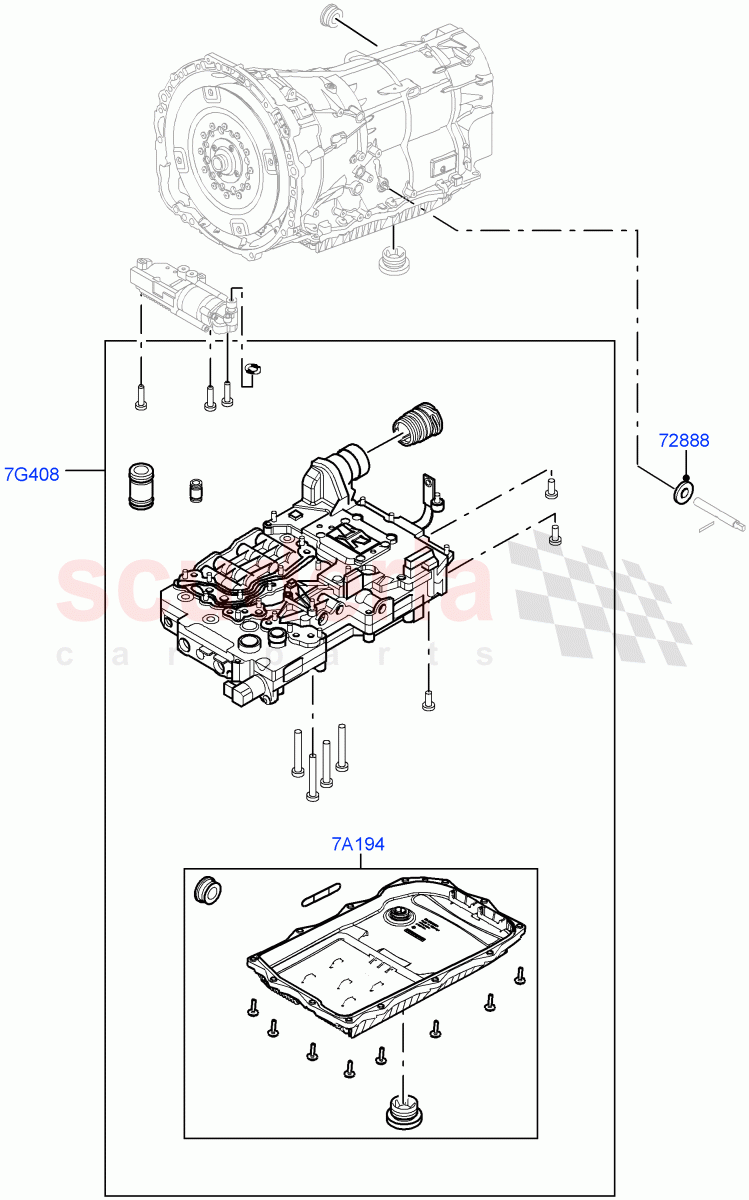 Valve Body - Main Control & Servo's(3.0 V6 Diesel Electric Hybrid Eng,8 Speed Auto Trans ZF 8HP70 HEV 4WD,3.0 V6 D Gen2 Mono Turbo,3.0 V6 D Gen2 Twin Turbo)((V)FROMFA000001) of Land Rover Land Rover Range Rover Sport (2014+) [3.0 DOHC GDI SC V6 Petrol]