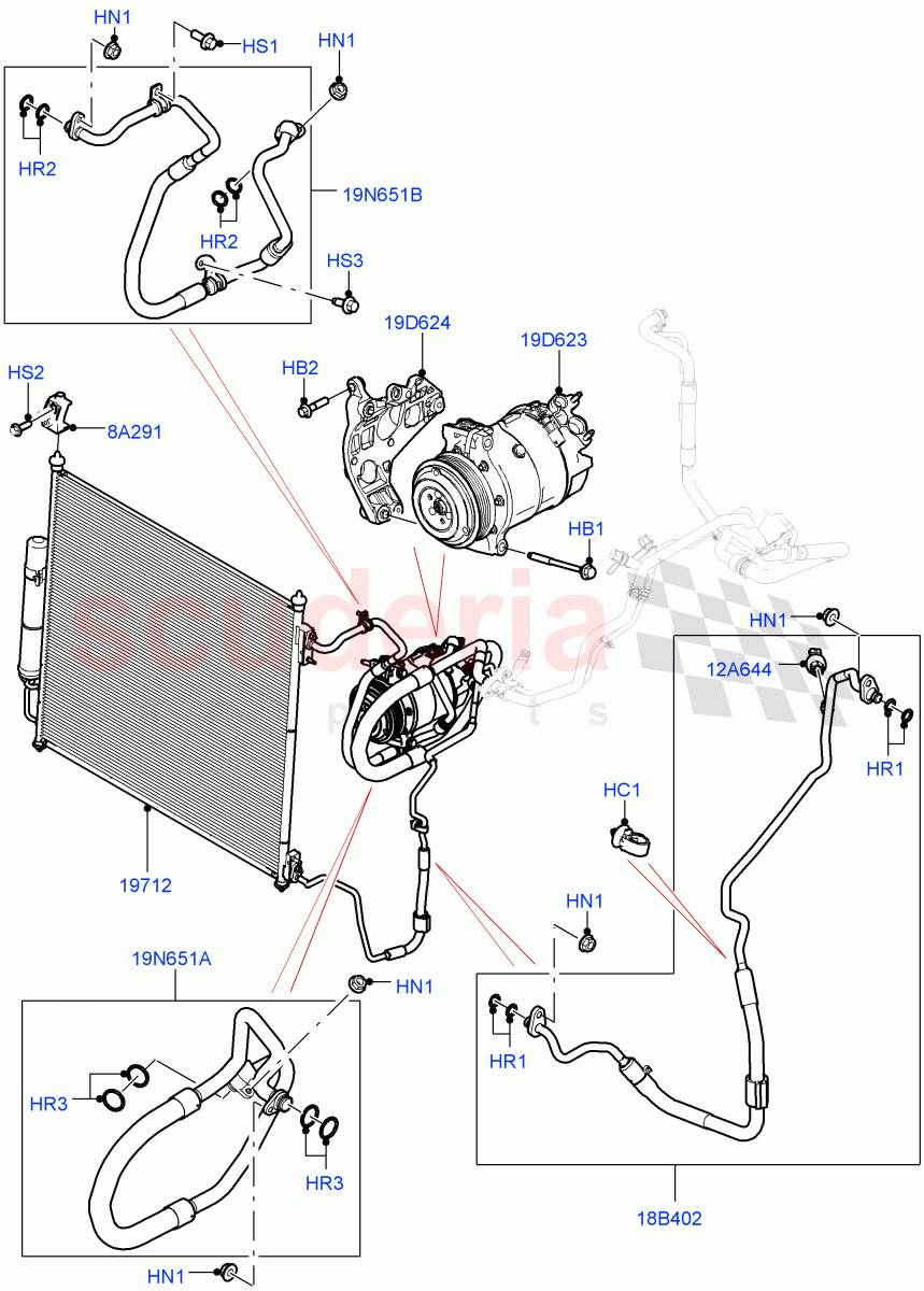 Air Conditioning Condensr/Compressr(Front)(3.0L AJ20P6 Petrol High)((V)TOL2999999) of Land Rover Land Rover Defender (2020+) [3.0 I6 Turbo Petrol AJ20P6]