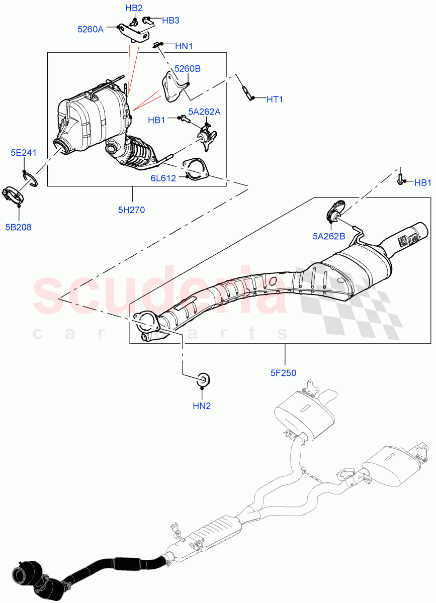 Front Exhaust System (3.0L AJ20D6 Diesel High, J-WLTP Emission, EU6D - Final (Diesel) Emission, L7 Emission - Brazil) ((V) FROMLA000001) of Land Rover Land Rover Range Rover (2012-2021) [3.0 I6 Turbo Diesel AJ20D6]