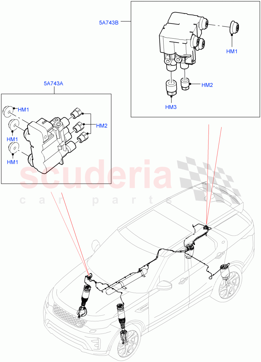 Air Suspension Compressor And Lines (Valve Assembly, Solihull Plant Build) (With Four Corner Air Suspension) ((V) FROMHA000001) of Land Rover Land Rover Discovery 5 (2017+) [3.0 I6 Turbo Diesel AJ20D6]