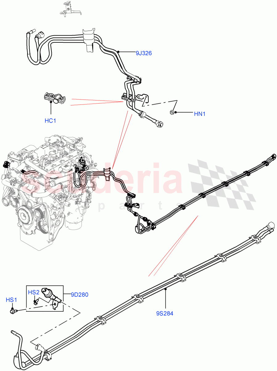 Fuel Lines (2.0L I4 Mid DOHC AJ200 Petrol, 2.0L I4 High DOHC AJ200 Petrol) ((V) TOLA999999) of Land Rover Land Rover Range Rover Velar (2017+) [2.0 Turbo Petrol AJ200P]