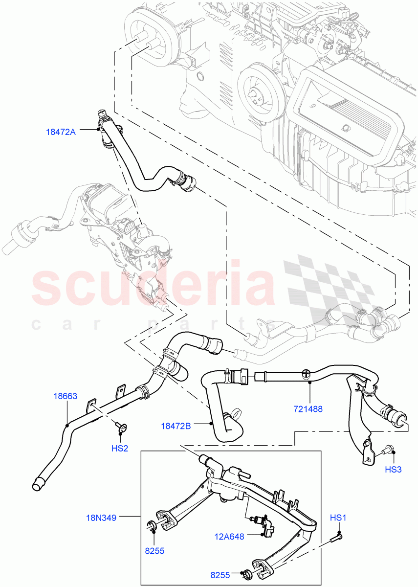 Heater Hoses (Nitra Plant Build) (3.0L DOHC GDI SC V6 PETROL, With Fuel Fired Heater, Fuel Fired Heater With Park Heat, Fuel Heater W/Pk Heat With Remote) ((V) FROMK2000001) of Land Rover Land Rover Discovery 5 (2017+) [3.0 I6 Turbo Diesel AJ20D6]