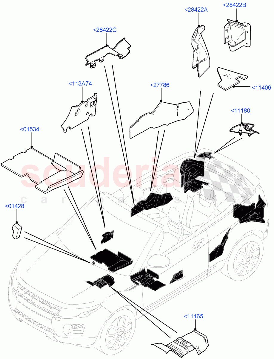 Insulators - Rear (2 Door Convertible, Halewood (UK)) of Land Rover Land Rover Range Rover Evoque (2012-2018) [2.0 Turbo Petrol GTDI]