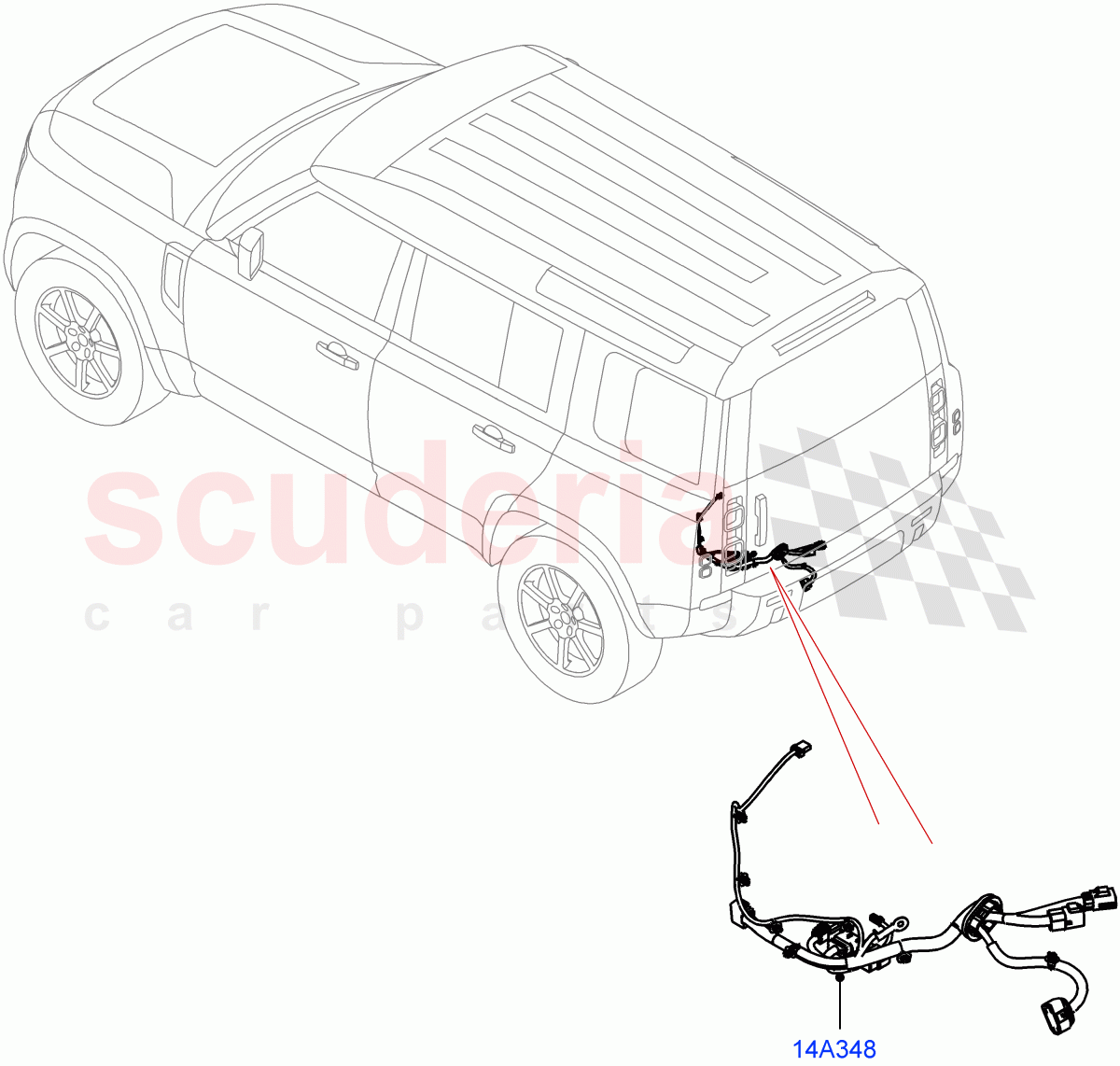 Electrical Wiring - Body And Rear(Towing)(Tow Hitch Man Detachable Swan Neck,Tow Hitch Receiver 12 Pin Elec,Tow Hitch Elec Deployable Swan Neck,Tow Hitch Receiver NAS) of Land Rover Land Rover Defender (2020+) [2.0 Turbo Petrol AJ200P]