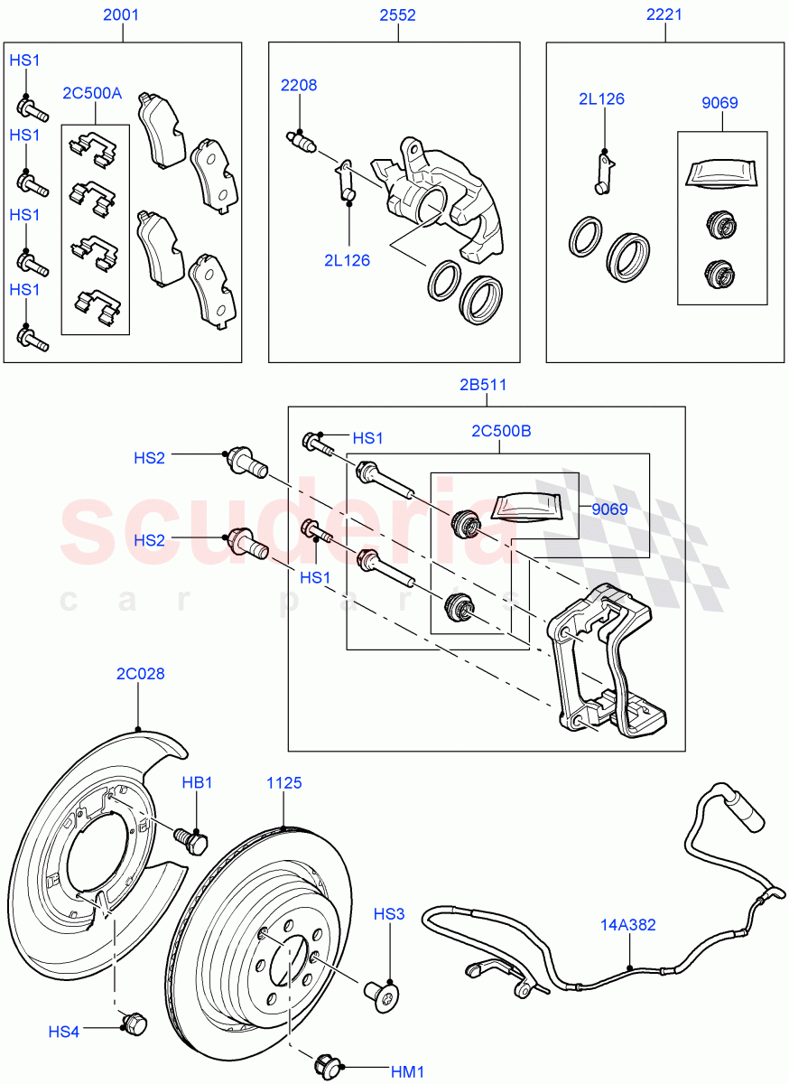 Rear Brake Discs And Calipers (4.4L DOHC DITC V8 Diesel, 5.0L OHC SGDI SC V8 Petrol - AJ133) ((V) FROMAA000001) of Land Rover Land Rover Range Rover (2010-2012) [5.0 OHC SGDI SC V8 Petrol]