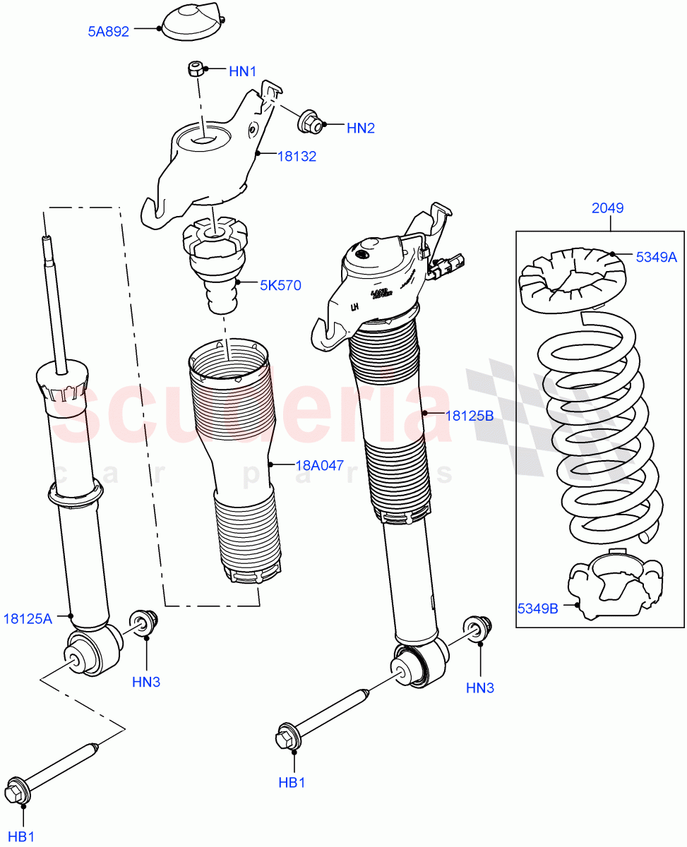 Rear Springs And Shock Absorbers (Halewood (UK)) of Land Rover Land Rover Discovery Sport (2015+) [1.5 I3 Turbo Petrol AJ20P3]