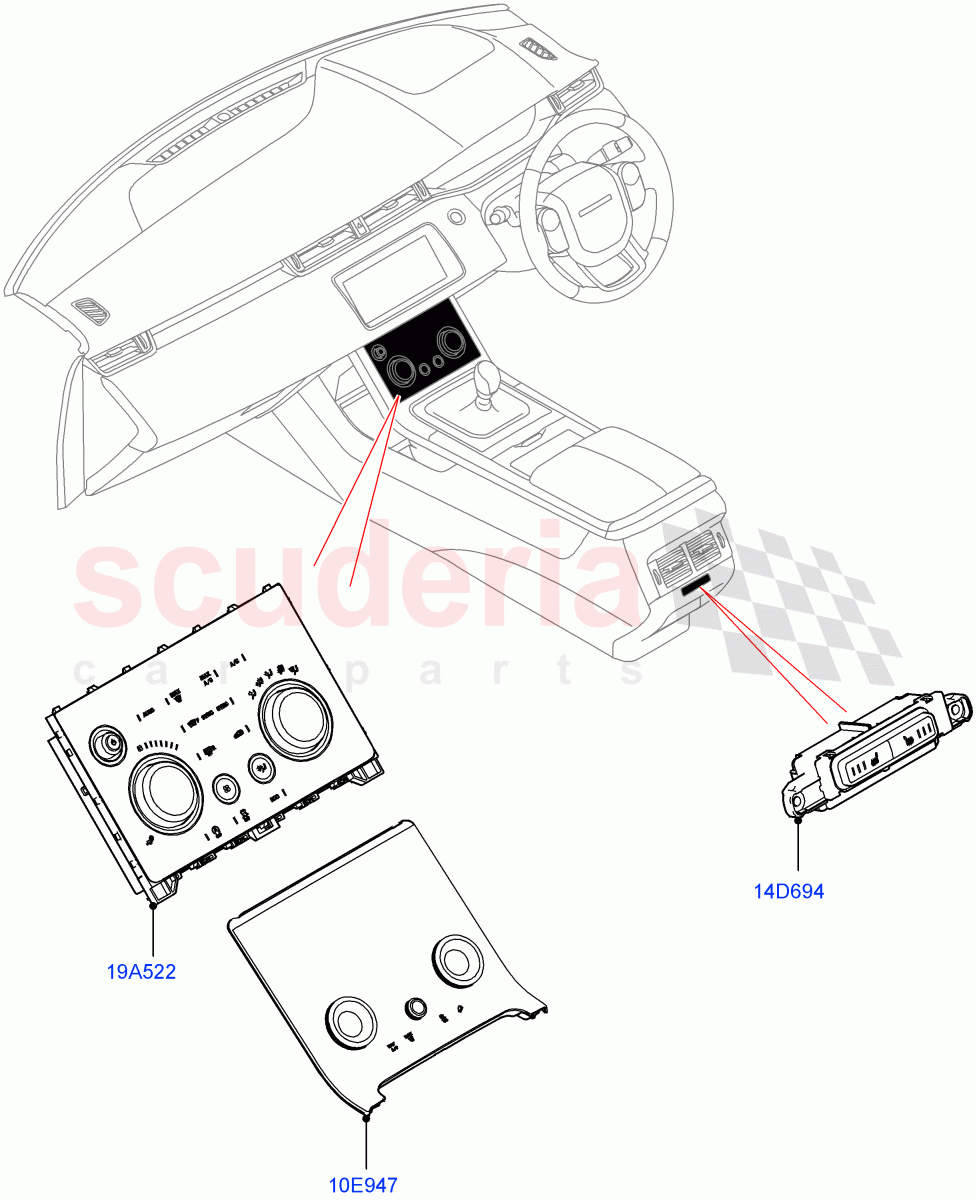Heater & Air Conditioning Controls (Itatiaia (Brazil)) of Land Rover Land Rover Range Rover Evoque (2019+) [1.5 I3 Turbo Petrol AJ20P3]