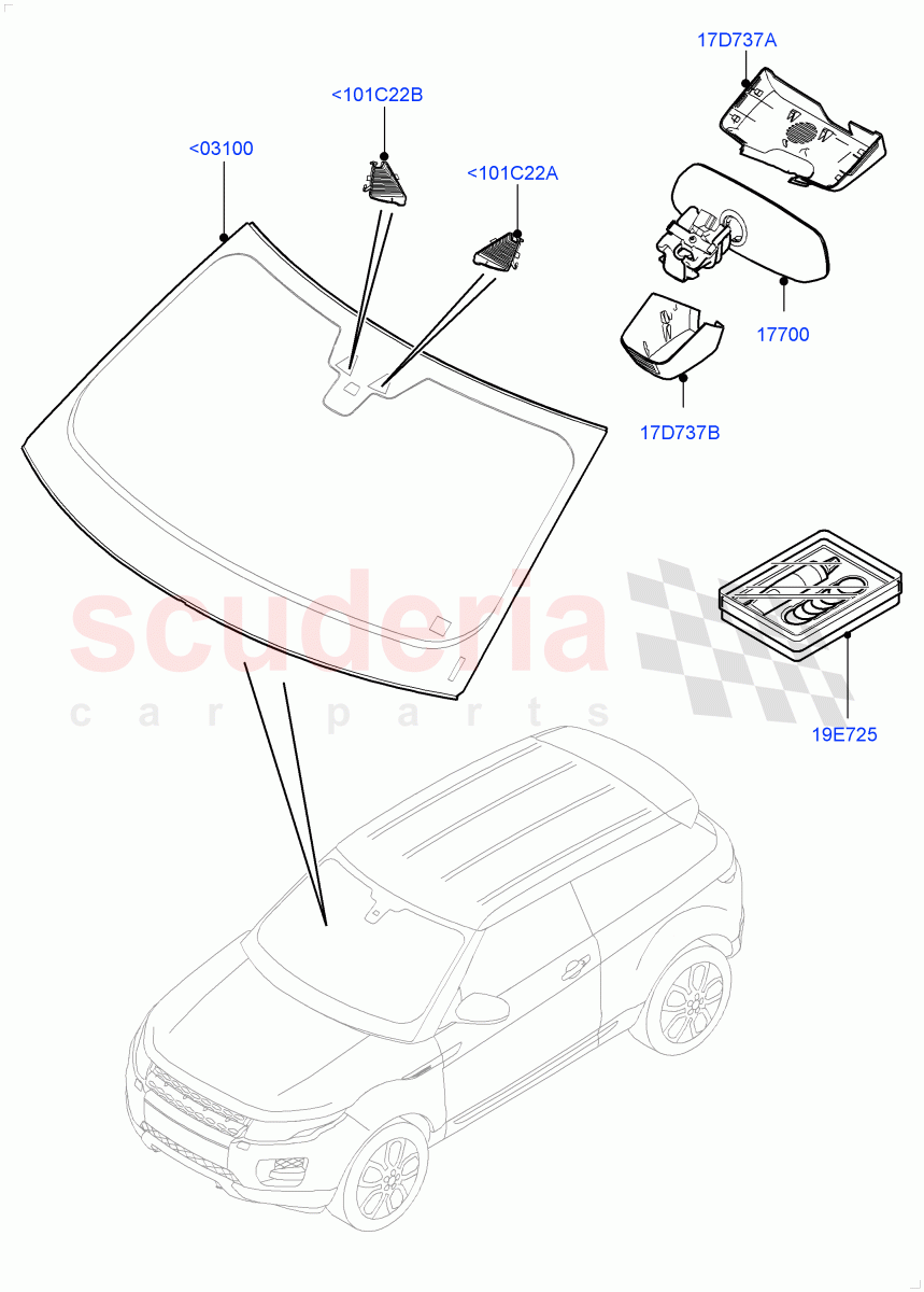 Windscreen/Inside Rear View Mirror (Changsu (China)) ((V) FROMGG134738) of Land Rover Land Rover Range Rover Evoque (2012-2018) [2.0 Turbo Petrol AJ200P]