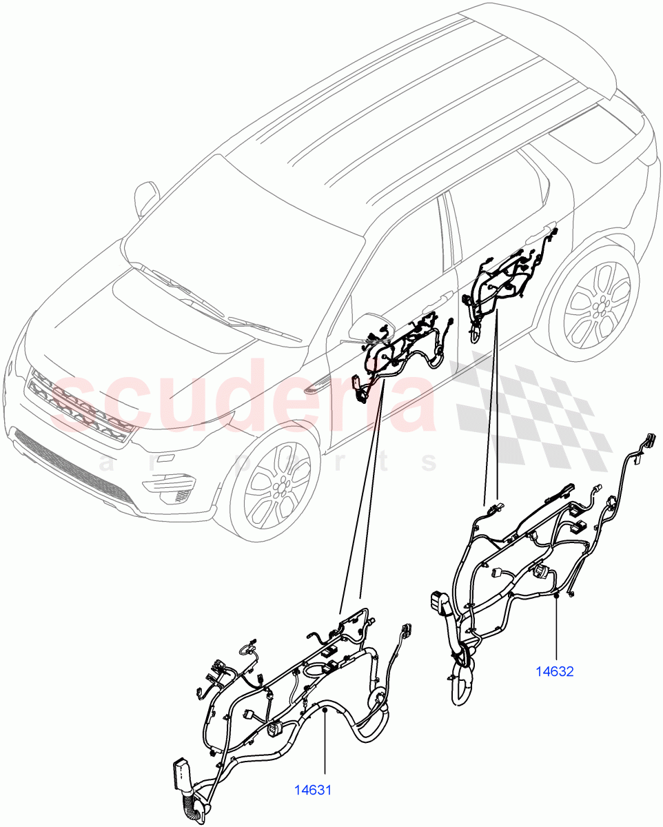 Wiring - Body Closures (Front And Rear Doors) (Halewood (UK)) ((V) TOGH999999) of Land Rover Land Rover Discovery Sport (2015+) [2.0 Turbo Petrol AJ200P]