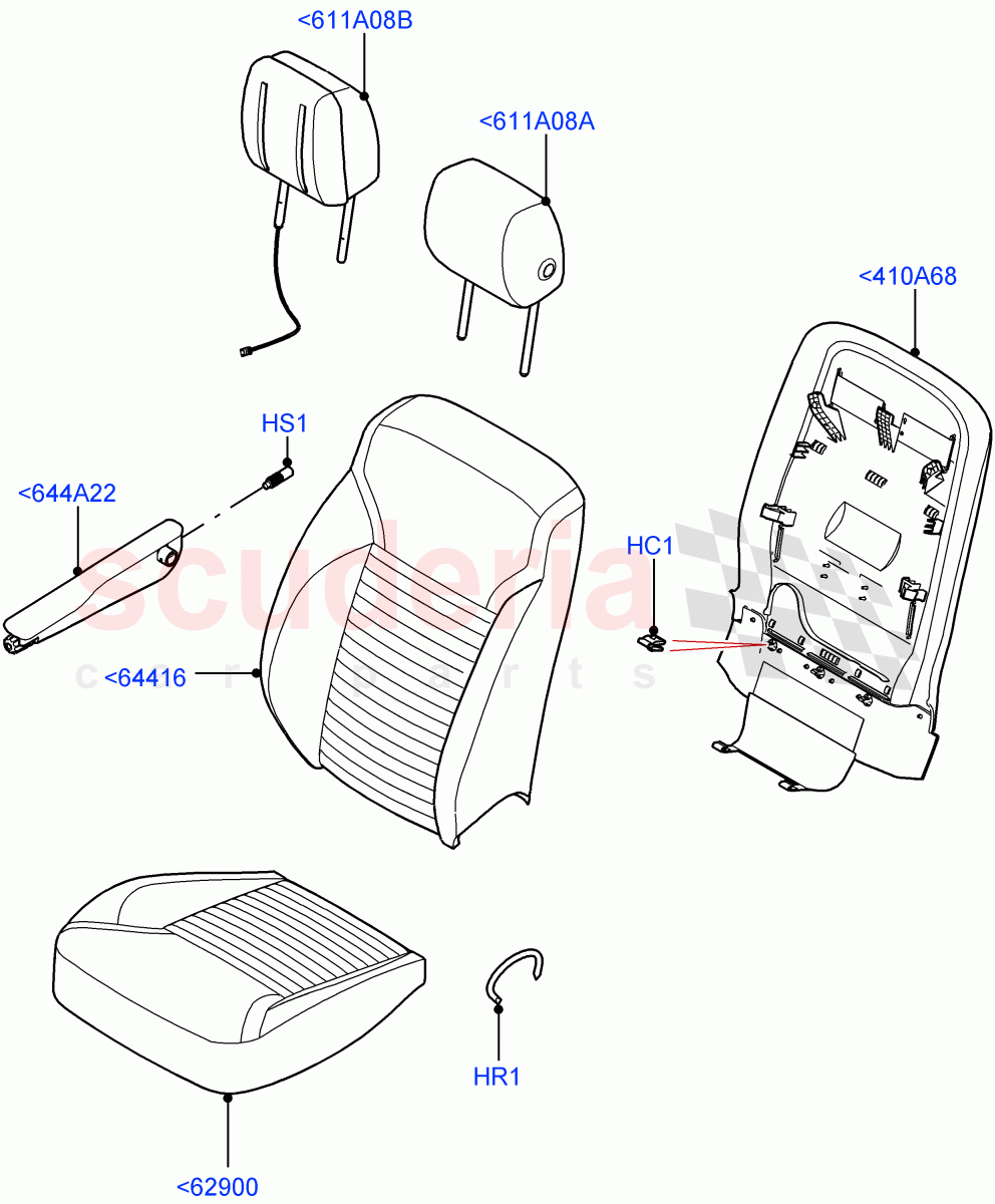 Front Seat Covers(Nitra Plant Build)(Version - Commercial,With 2 Seat Configuration)((V)FROMK2000001) of Land Rover Land Rover Discovery 5 (2017+) [2.0 Turbo Diesel]