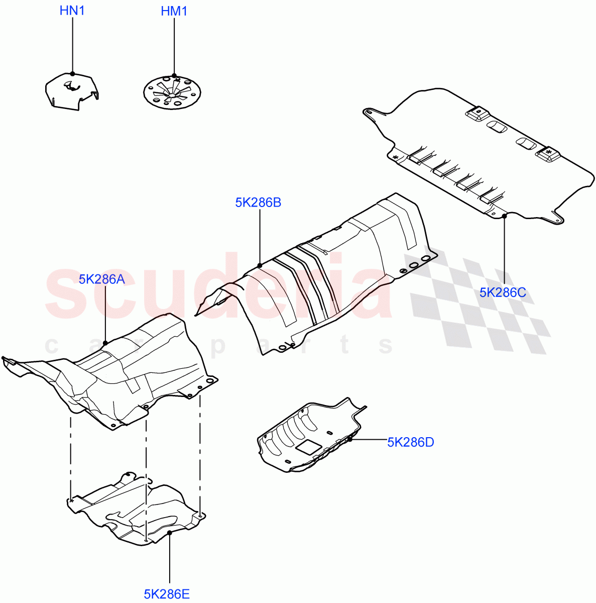Splash And Heat Shields (2.2L CR DI 16V Diesel, Halewood (UK), 2.0L I4 High DOHC AJ200 Petrol, 2.0L I4 Mid DOHC AJ200 Petrol) of Land Rover Land Rover Range Rover Evoque (2012-2018) [2.0 Turbo Diesel]