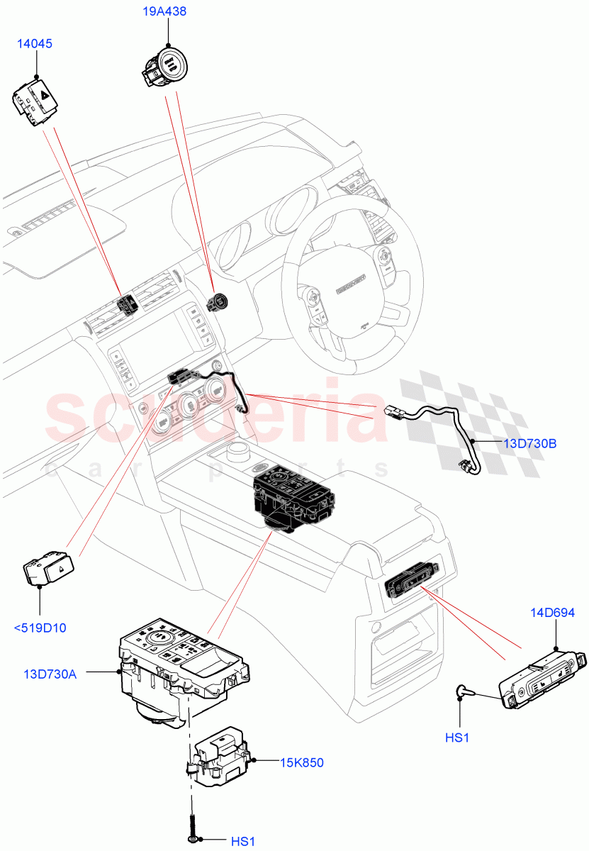 Switches (Solihull Plant Build, Console) ((V) FROMHA000001) of Land Rover Land Rover Discovery 5 (2017+) [3.0 I6 Turbo Diesel AJ20D6]