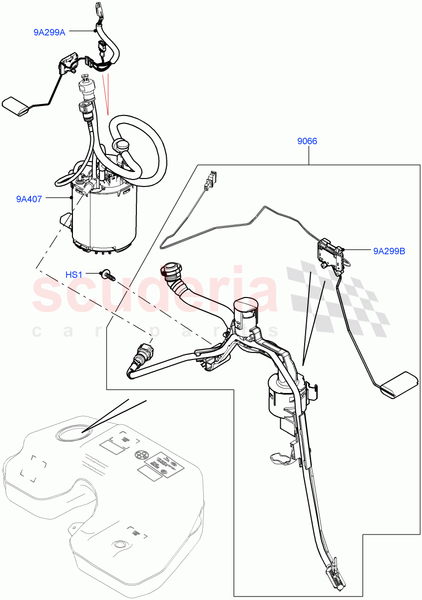 Fuel Pump And Sender Unit (3.0 V6 D Gen2 Mono Turbo, 3.0 V6 D Gen2 Twin Turbo, 3.0 V6 Diesel Electric Hybrid Eng, 3.0 V6 D Low MT ROW) ((V) FROMFA000001, (V) TOGA999999) of Land Rover Land Rover Range Rover (2012-2021) [3.0 Diesel 24V DOHC TC]