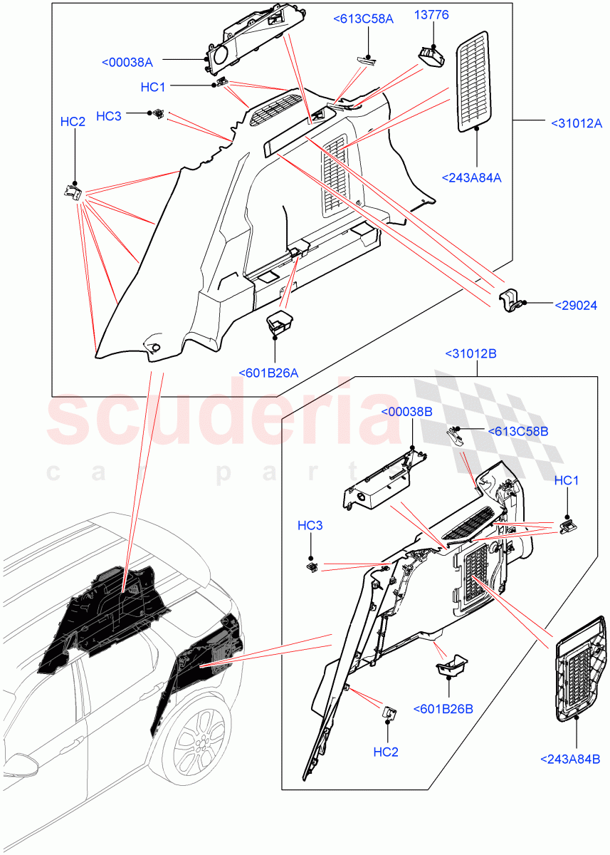 Side Trim (Itatiaia (Brazil), 60/40 Load Through With Slide, Climate Control - Chiller Unit) ((V) FROMHT000001) of Land Rover Land Rover Discovery Sport (2015+) [2.0 Turbo Petrol AJ200P]
