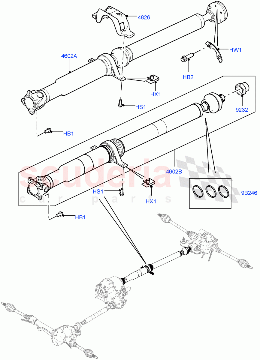 Drive Shaft - Rear Axle Drive(Propshaft)((V)TOGA999999) of Land Rover Land Rover Range Rover Sport (2014+) [5.0 OHC SGDI SC V8 Petrol]