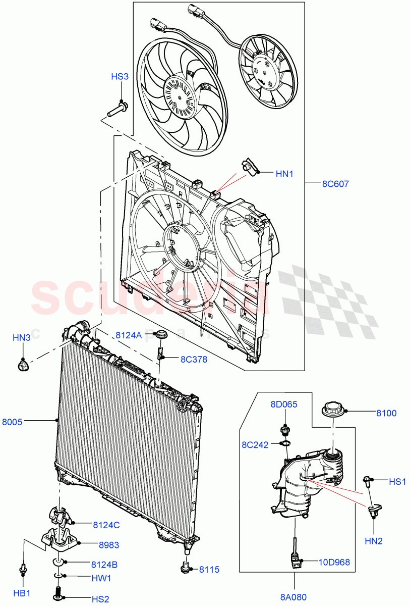 Radiator/Coolant Overflow Container(Nitra Plant Build)(3.0 V6 Diesel)((V)FROMK2000001) of Land Rover Land Rover Discovery 5 (2017+) [3.0 Diesel 24V DOHC TC]