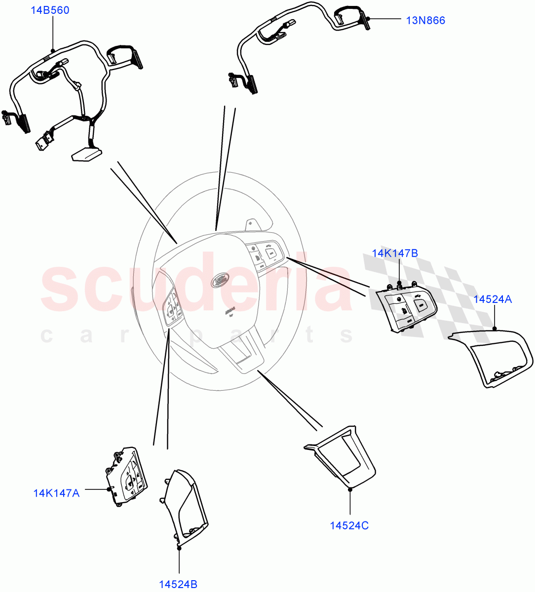 Switches(Steering Wheel)(Changsu (China))((V)FROMFG000001,(V)TOMG140568) of Land Rover Land Rover Discovery Sport (2015+) [2.2 Single Turbo Diesel]