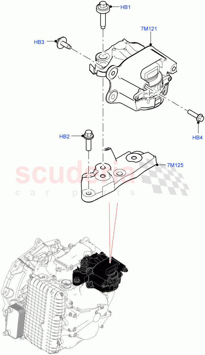Transmission Mounting (2.0L AJ20P4 Petrol E100 PTA, 9 Speed Auto Trans 9HP50, Changsu (China), 2.0L AJ20P4 Petrol High PTA, 2.0L AJ20P4 Petrol Mid PTA) of Land Rover Land Rover Range Rover Evoque (2019+) [2.0 Turbo Petrol AJ200P]
